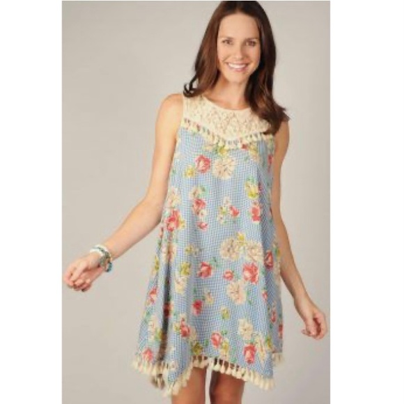 Uncle Frank Floral Houndstooth Swing Dress - Picture 2 of 10